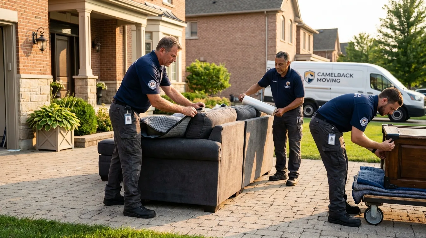 Large estate moving crew wrapping furniture in Evansville, WY